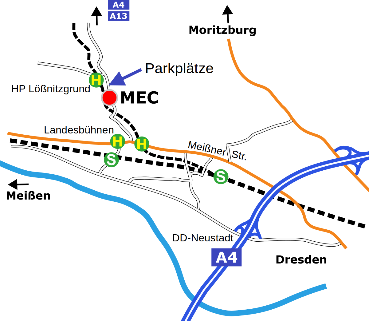 Karte für die Anfahrt zur Lößnitzgrundstr. 46